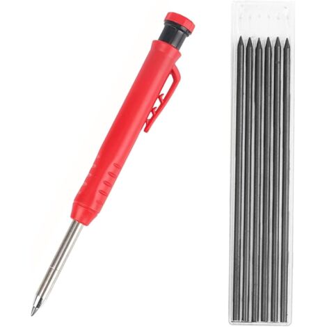 Ensemble de 6 marqueurs pour trous profonds comprenant 1 marqueur pour trous profonds, un crayon de charpentier et un marqueur pour trous profonds avec outil intégré.