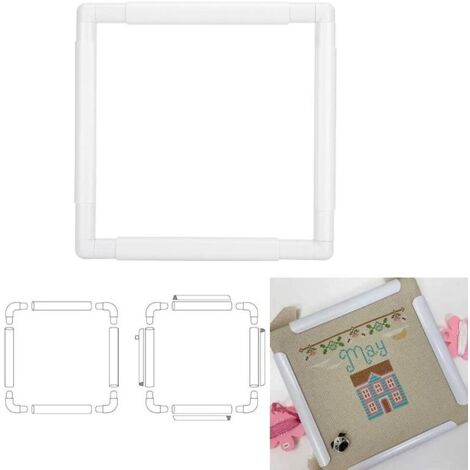 Cadre à broder (27,9 x 27,9 cm), pince en plastique carrée ou rectangulaire (1/4)