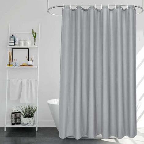 Rideaux de douche gris, résistants aux moisissures, lavables et à séchage rapide.