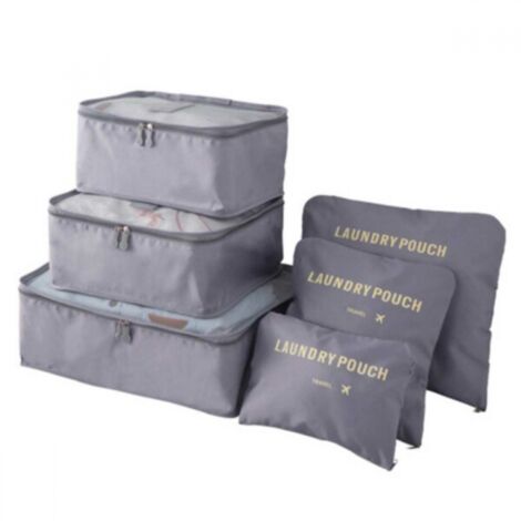 Ensemble de 6 sacs de voyage pour valise, gris