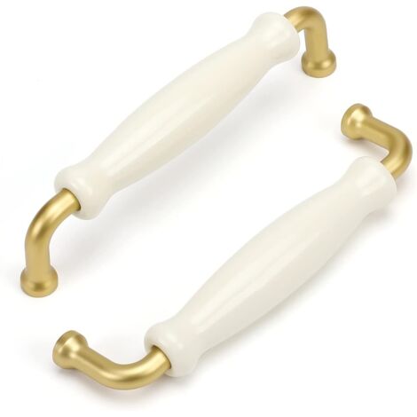 Lot de 10 poignées de meubles de cuisine, poignées vintage, poignées de commode, poignées blanches, poignées de placard