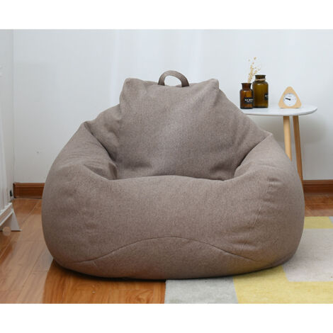 Housse pour pouf - Coton et lin 100 x 120 cm (marron) - Fermeture éclair