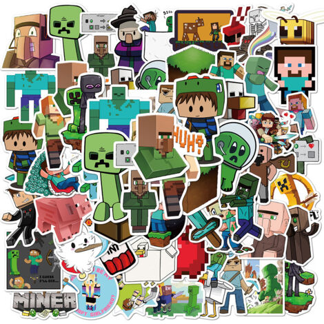(A) 50 autocollants Minecraft en vinyle imperméable pour ordinateur portable
