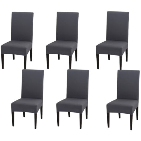 Ensemble de 6 housses de chaise extensibles grises, protection pour chaises de salle à manger
