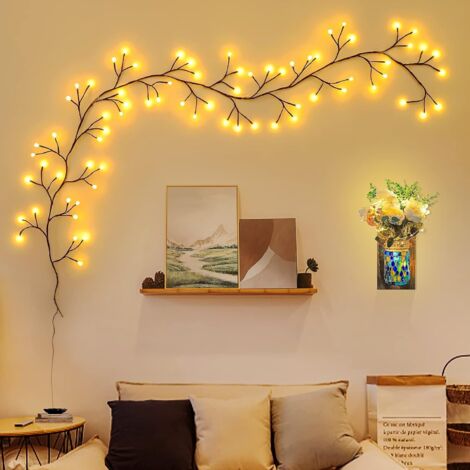 Jaune chaud, lumières d'arbre, décoration murale intérieure arb (1/5)