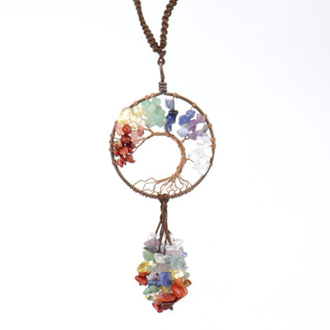 Arbre de Vie des 7 Chakras, décoration de fenêtre suspendue en fil de fer fait main (1/3)