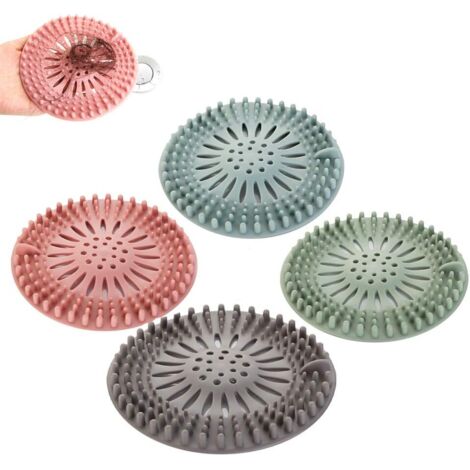 4 morceaux de filtre à cheveux en silicone, protecteur de drainage (1/5)