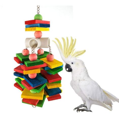 Jouet pour perroquet jouet d'alimentation pour oiseaux en bois, (1/5)