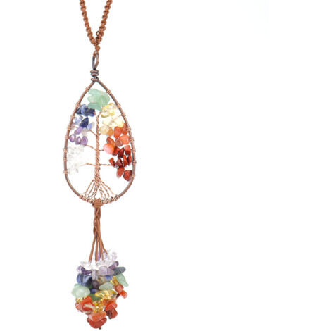 Arbre de Vie des 7 Chakras, décoration de fenêtre suspendue en fil de fer fait main (1/3)