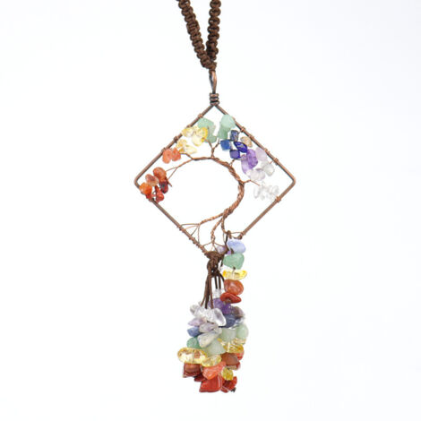 Arbre de Vie des 7 Chakras, décoration de fenêtre suspendue en fil de fer fait main (1/3)
