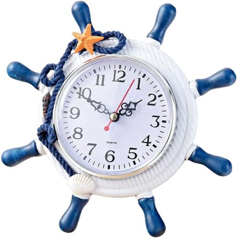 1 pièce de décoration murale de style méditerranéen comprenant une horloge, une ancre, un gouvernail et un élément de style méditerranéen (1/5)