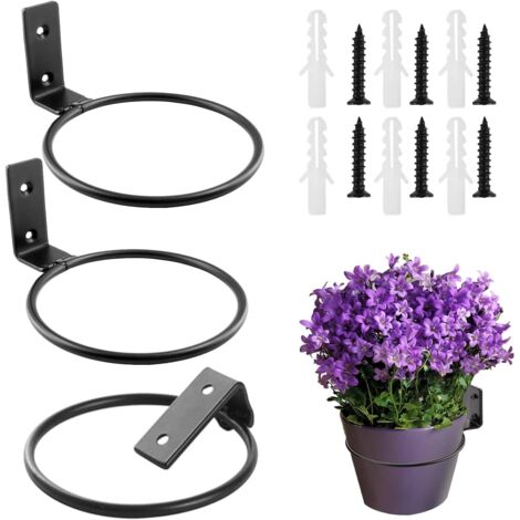 Lot de 3 supports muraux pour pots de fleurs (15 cm), pliables et robustes. (1/5)