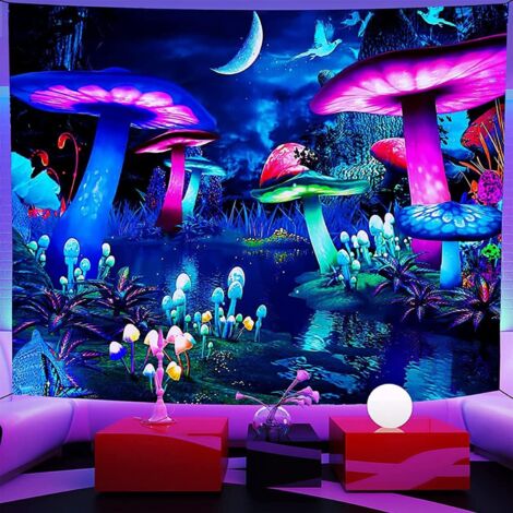 tapisserie champignon FGD03, tapisserie fluorescente 150 × 130 cm, Wa (1/4)