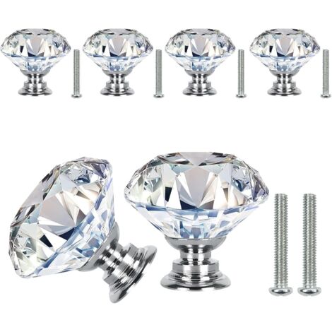 Un ensemble de 10 poignées de meuble en verre blanc en forme de diamant de 30 mm (1/5)