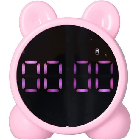 1 réveil numérique rose, réveil intelligent pour enfants avec affichage LED (1/4)