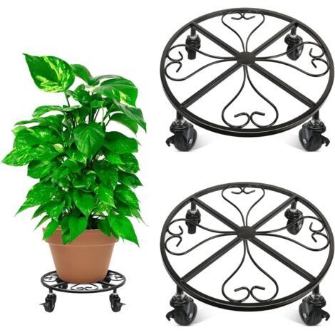 Supports pour plantes en métal (30 cm) - Lot de 2 supports robustes pour pots de fleurs d'extérieur (1/5)