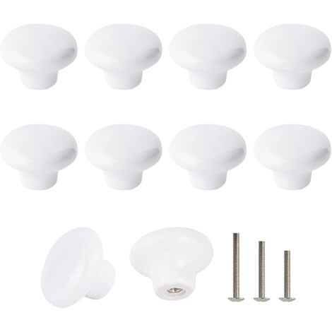 Un ensemble de 10 boutons en céramique blanche, poignées de porte en céramique, style rétro (1/5)
