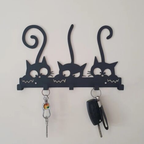 Lot de 2 porte-clés noirs C-Creative avec 5 crochets, organiseur de courrier (1/5)