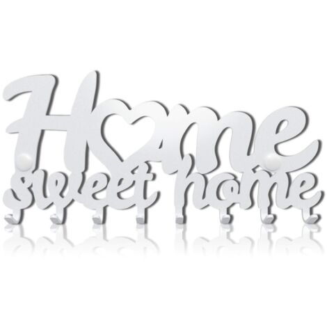 Porte-clés mural blanc design, décoration « Home Sweet Home », porte-clés (1/5)