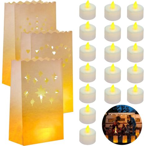 Lot de 24 sachets de bougies et bougies chauffe-plat LED décoratives sans flamme