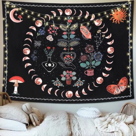 Tapisserie à motif lunaire (1 pièce) - Esthétique florale et végétale - Paysage naturel (1/5)
