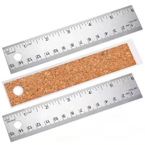 Règle métallique 150 mm, règle en liège antidérapante, règle en acier, règle de bureau (1/4)