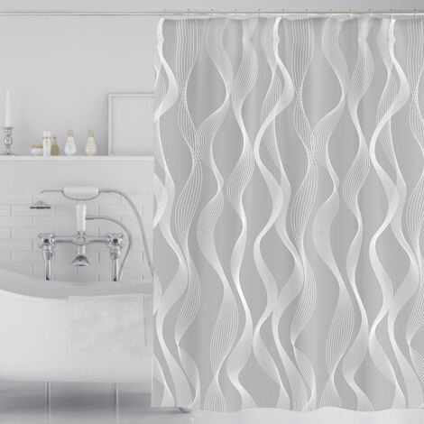 Rideau de douche à motif incurvé (1 pièce), anti-moisissure, anti-fourmis (1/4)