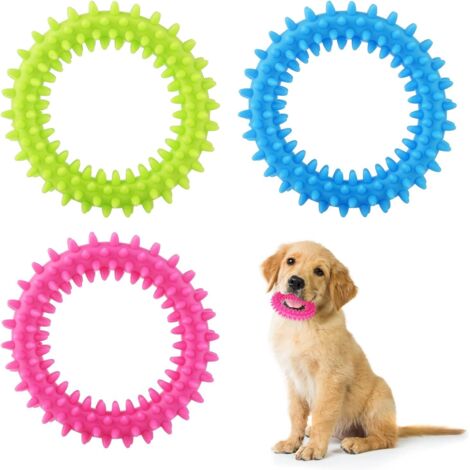 Lot de 3 Jouets à mâcher pour Chiot Anneau à 9.5cm Nettoie Les (1/5)