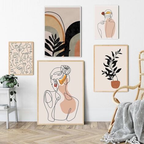 Lignes abstraites et minimalistes, silhouette féminine, décoration intérieure (1/5)