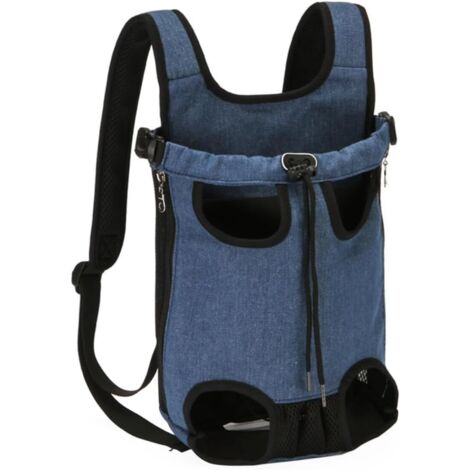 Sac de transport pour chiot (1 pièce) en toile bleue, avec patte avant. (1/5)