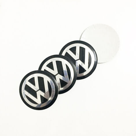 Étiquette Volkswagen noire, pack de 4 pièces 65mm pour moyeu Volkswagen
