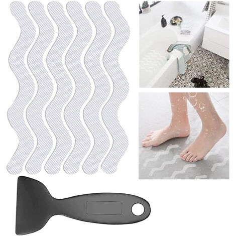 24 autocollants antidérapants pour douche, ruban adhésif de sécurité pour baignoire, adhésif non desséchant (1/4)