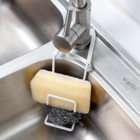 Panier à éponge suspendu blanc pour évier de cuisine, robinet non perforé (1/5)