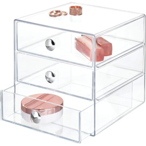 Organisateur de maquillage transparent à 3 tiroirs, rangement en plastique (1/5)