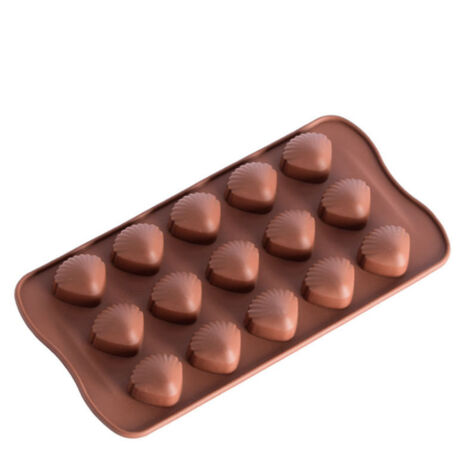 Moule à chocolat en silicone en forme de coquille (15 pièces) pour la cuisson de gâteaux et de glaçons. (1/5)