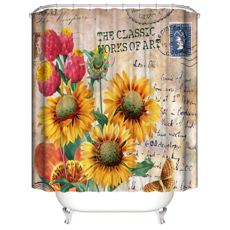 Rideau de Douche de Tournesol 180200 cm(Timbres), Rideau de do (1/4)