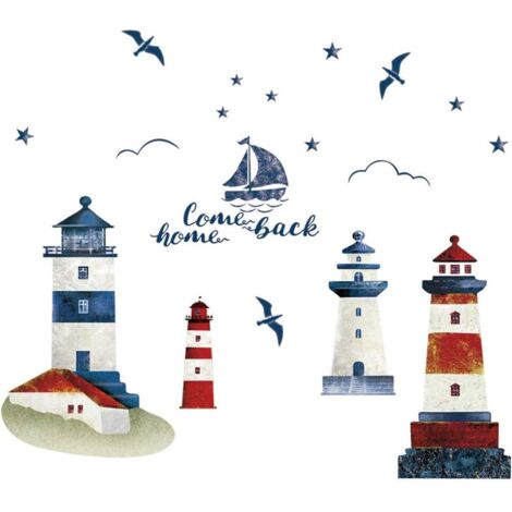 Sticker mural phare mouette bateau à voile Sticker mural salon (1/5)
