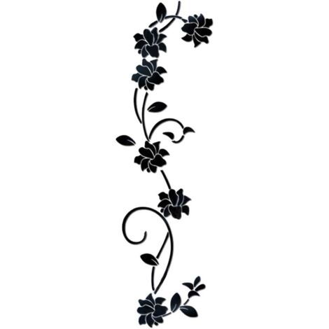 Flower Vine Acrylique Miroir Stickers Muraux, Élégant Miroir Ré (1/5)