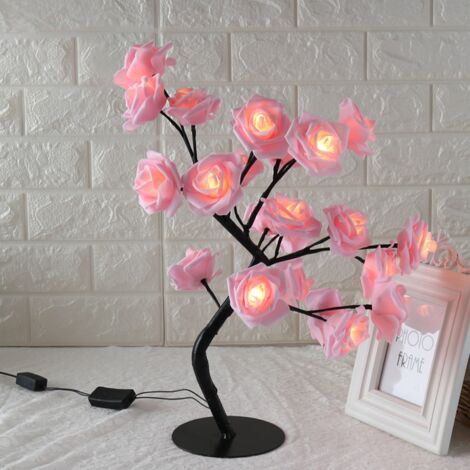 (poudre blanche) Lampe LED pour arbre, petite lampe pour arbre, fleur rose, style (1/5)