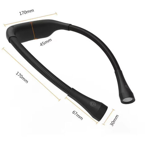 Lampe de lecture de cou (noire), lampe de lecture rechargeable pour le lit, - L (1/4)