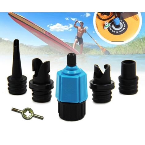 Adaptateur de valve d'air bleu pour planche de SUP (paddleboard), planche de surf, kayak, caoutchouc Kay (1/4)