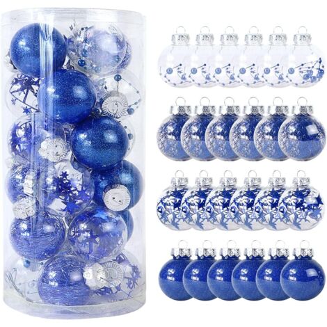 24 décorations de Noël en plastique transparent coloré de 6 cm (2,36 pouces) (1/5)