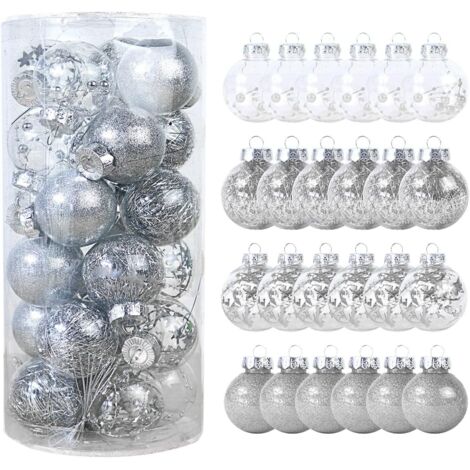 24 décorations de Noël en plastique transparent coloré de 6 cm (2,36 pouces) (1/5)