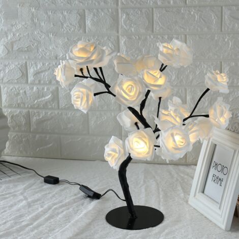 (Blanc) Lampe LED pour arbre en forme de rose, petite lampe de coiffure (1/5)