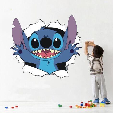 Sticker mural Stitch pour chambre d'enfant, 34,5 x 32 cm, motif dessin animé