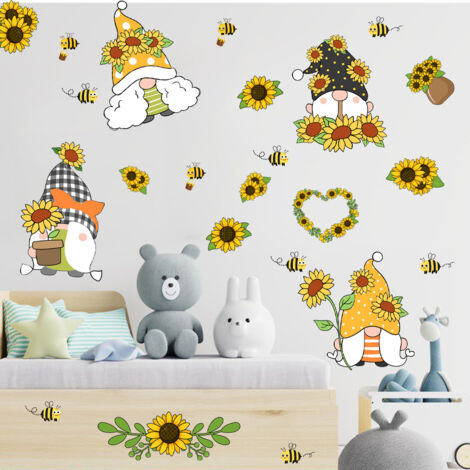 Pack de 4 autocollants Muraux Petit tournesol nain Autocollants Muraux (1/5)