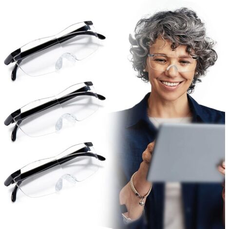 Ensemble de 3 lunettes de lecture pour seniors avec verres grossissants à 160% (1/5)