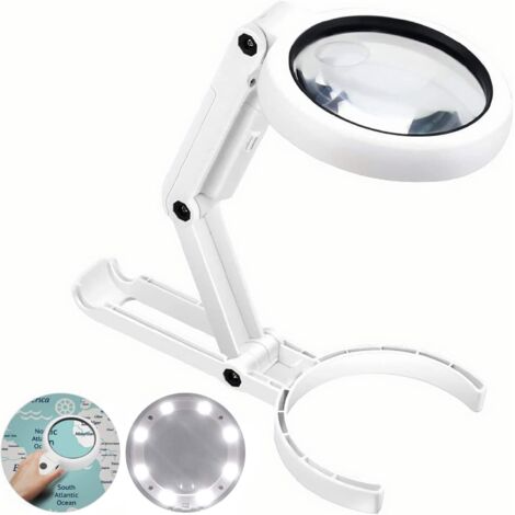 Loupe de poche éclairée avec support, loupe de table 5x 11x avec (1/5)