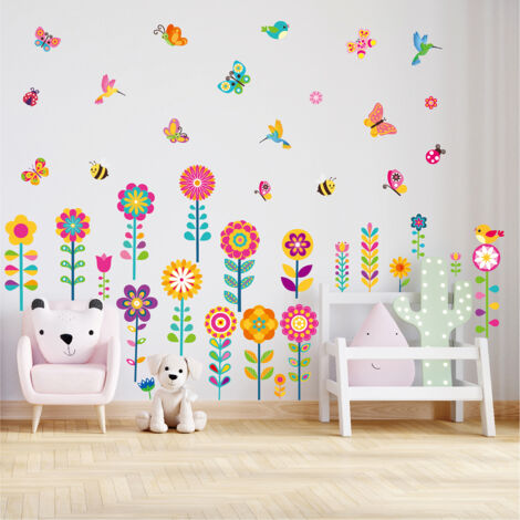 Stickers muraux décoratifs pour plinthes avec motifs de fleurs et d'herbes (1/2)