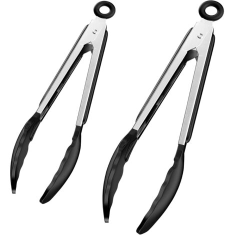 Lot de 2 pinces de cuisine en acier inoxydable (9 et 12 pouces), pinces à barbecue (1/4)